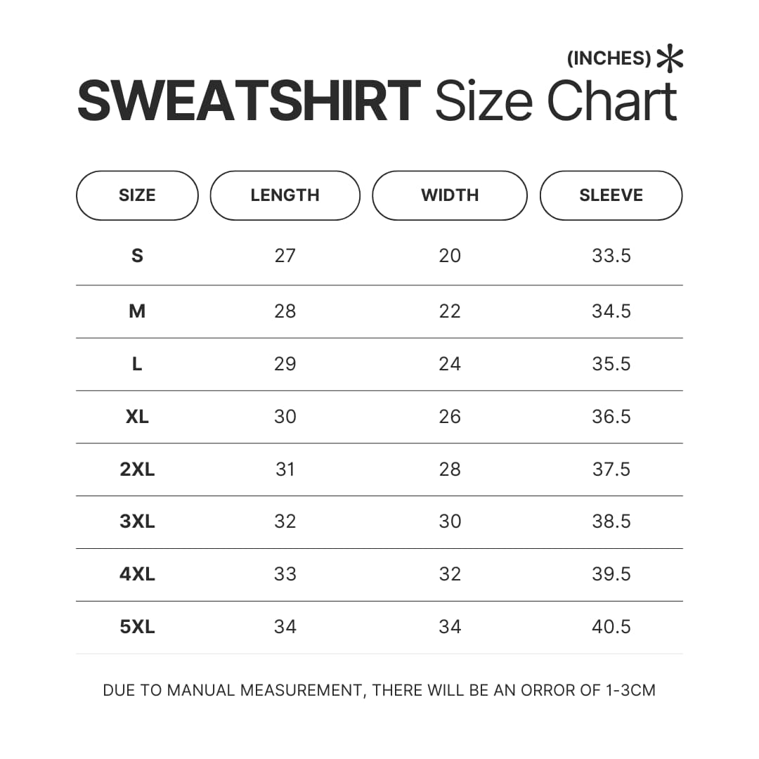 Sweatshirt Size Chart - SmartLess Podcast Store