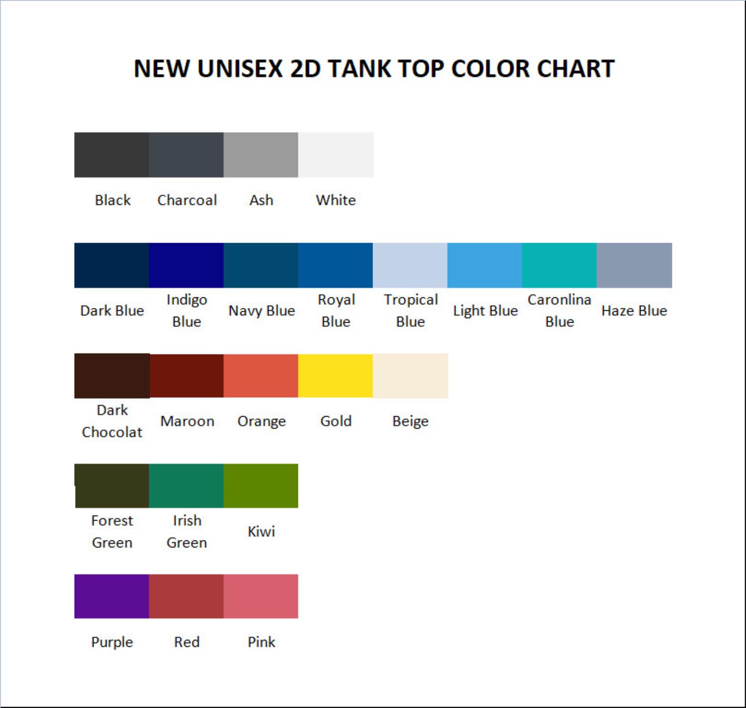 tank top color chart - SmartLess Podcast Store